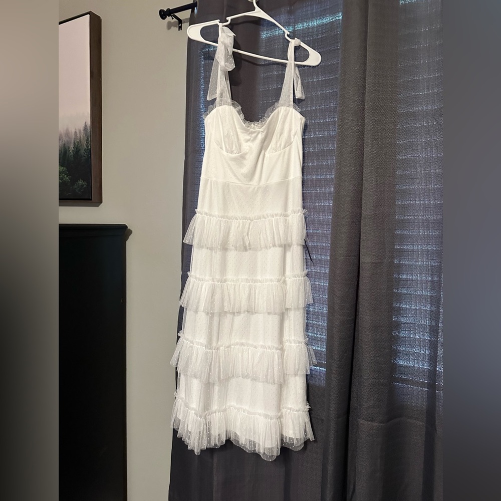 White ruffle tiered dress
